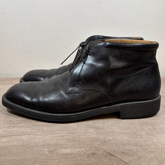 SALVATORE FERRAGAMO Black Leather Chukka Boots - Picture 4 of 8